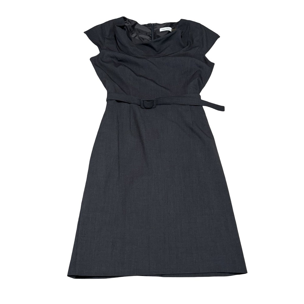 Calvin Klein Women's Sleeveless Asymmetrical Neck Dress with Belt Size 10 18x39‎